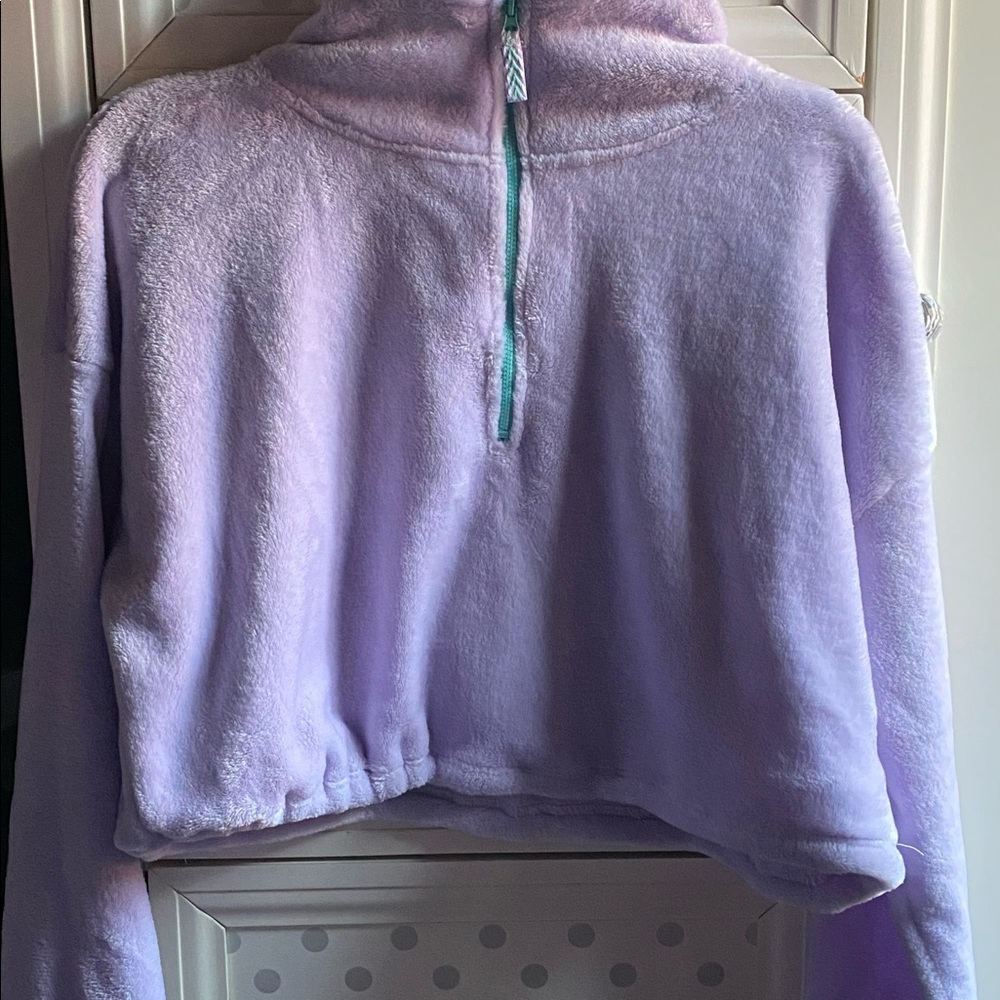 Empyre Sequoia Purple Crop Half Zip Fleece Sweatshirt